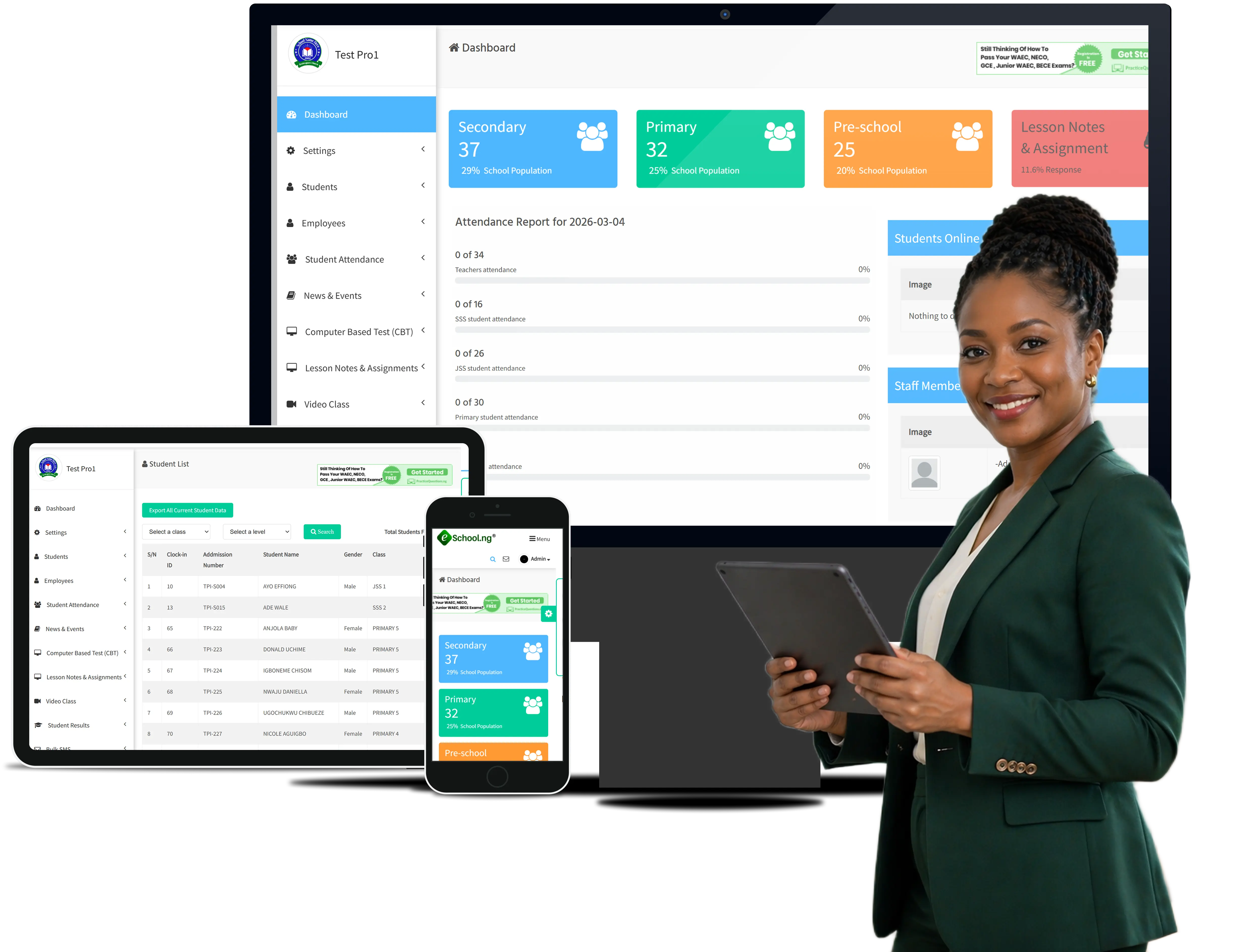 eSchool.ng platform dashboard preview